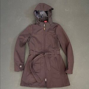 Marika Black Trench Style Jacket with Removable Hood